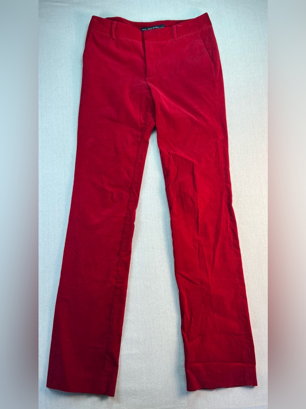 Women's Red Corduroy Vintage Inspired Flare Mid-Rise Indie Boho Bold - Size 6
